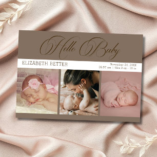 Mocha marron Hello Baby Trois Photos Bébé Merci