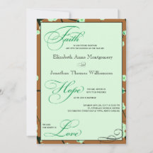Mocha & Mint Faith Hope Love Wedding Invitations