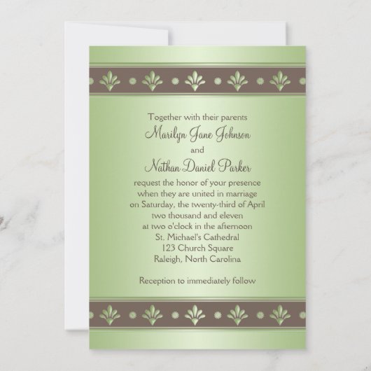 Mocha, Mint Floral Monogram Wedding Uitnodiging (Achterkant)