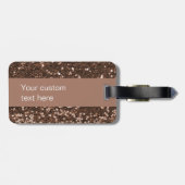 Mocha Monogram Glitter Look Gepersonaliseerd Bagagelabel (Achterkant horizontaal)