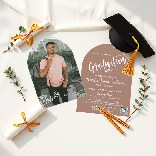 Mocha Mousse Arch Photo Invitation