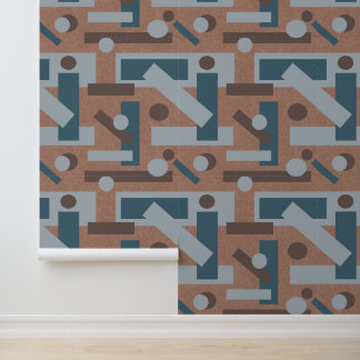 Mocha Mousse Blauwgroen geometrische kunst uit het Behang