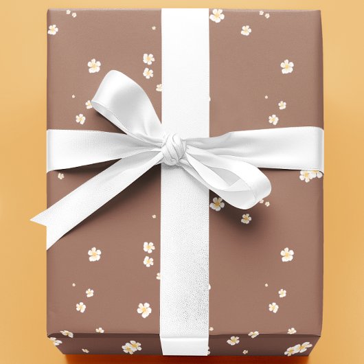 Mocha Mousse Bloemen Cadeaupapier