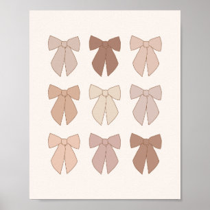Mocha Mousse Bows Preppy Coquette Poster