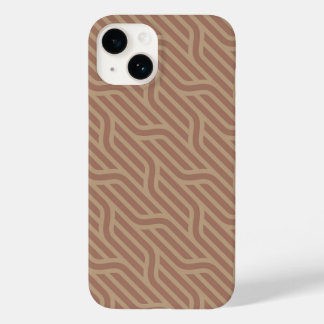 Mocha Mousse Brown Buffed Beige Wavy Line Pattern Case-Mate iPhone 14 Hoesje