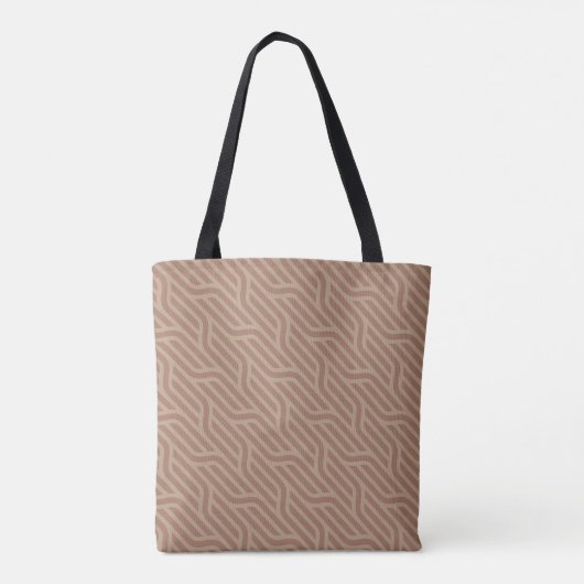 Mocha Mousse Brown Buffed Beige Wavy Line Pattern Draagtas (Achterkant)