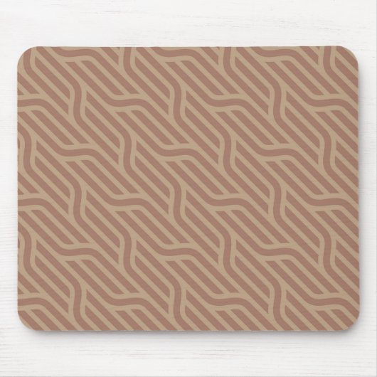 Mocha Mousse Brown Buffed Beige Wavy Line Pattern Muismat (Voorkant)