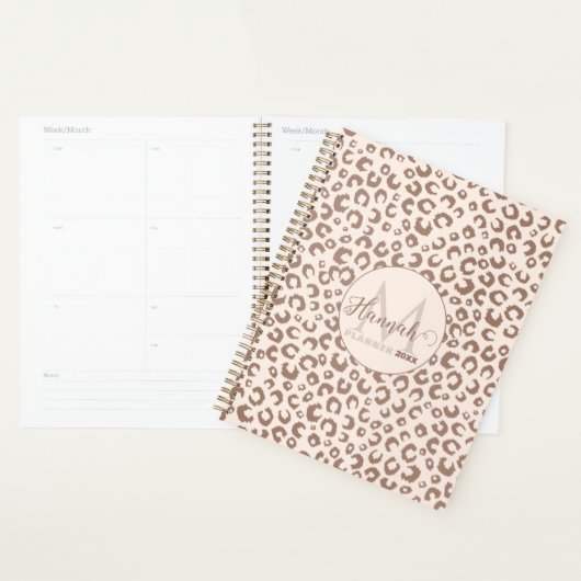 Mocha Mousse en Crème Tan Leopard Patroon Planner (Display)