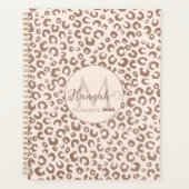 Mocha Mousse en Crème Tan Leopard Patroon Planner (Voorkant)