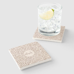 Mocha Mousse en Crème Tan Leopard Patroon Stenen Onderzetter