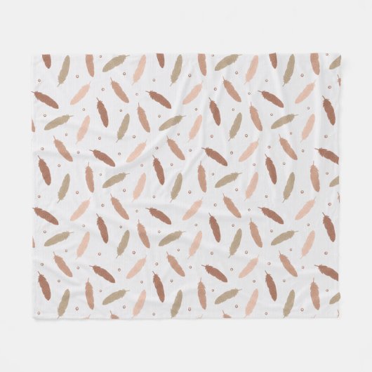 Mocha Mousse Feathers Fleece Blanket (Voorkant (Horizontaal))