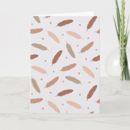 Mocha Mousse Feathers Greeting Card Kaart (Voorkant)