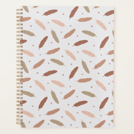 Mocha Mousse Feathers Planner (Devant)