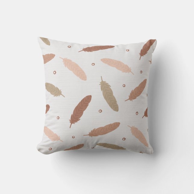 Mocha Mousse Feathers Throw Pillow Kussen (Voorkant)