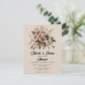 Mocha Mousse Floral Design Beige Wedding Kaart (Staand voorkant)