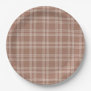 Mocha Mousse Gingham Papieren Bordje