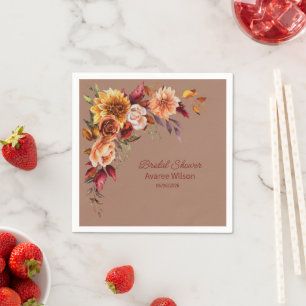 Mocha Mousse met Herfst Bloemen Douche Servet