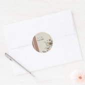 Mocha Mousse Neutral Floral Wedding Ronde Sticker (Envelop)