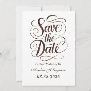 Mocha Mousse Paint Kalligrafie Save the Date Cards Kaart