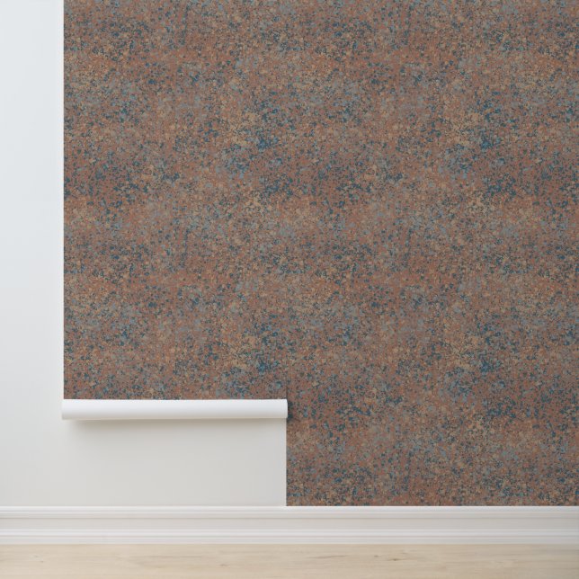 Mocha Mousse Paint Splatter Bruin Blauwgroen Crème Behang (Applicatie)