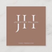 Mocha Mousse QR code minimalistisch monogram Vierkante Visitekaartje (Voorkant)