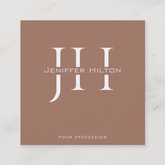 Mocha Mousse QR code minimalistisch monogram Vierkante Visitekaartje (Voorkant)