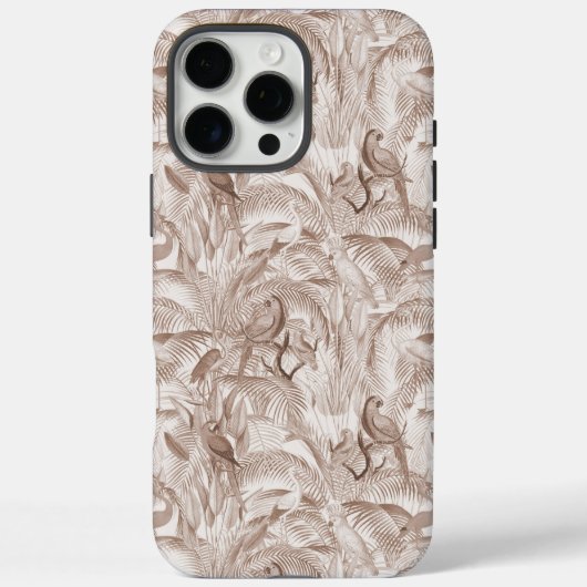 Mocha Mousse Tropische vogels en palmbladeren Case-Mate iPhone Case (Achterkant)