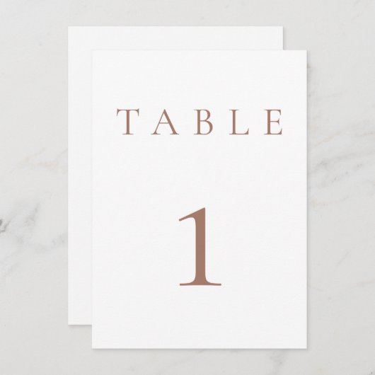 Mocha Mousse & White Mariage/Event Numéro de table (Devant / Derrière)