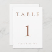 Mocha Mousse & White Mariage/Event Numéro de table (Devant / Derrière)