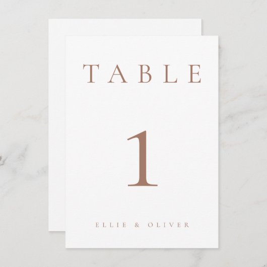 Mocha Mousse & White Mariage/Event Numéro de table (Devant / Derrière)