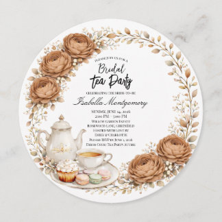 Mocha Palette Tea Party Bridal Shower Kaart
