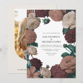 Mocha Plum, Berry Clay & Silk Taupe Wedding Kaart