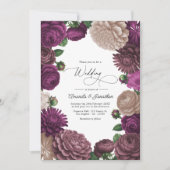 Mocha Plum, Berry Clay & Silk Taupe Wedding Kaart (Voorkant)