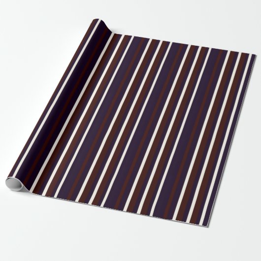 Mocha & Plum Stripe Wrapping Paper Cadeaupapier (Uitgerold)