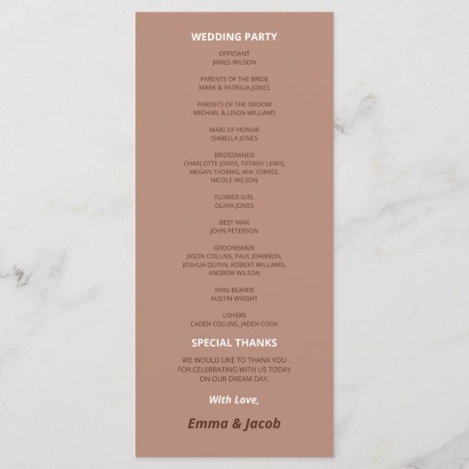 Mocha Programme de Mariage Moderne Brown (Dos)