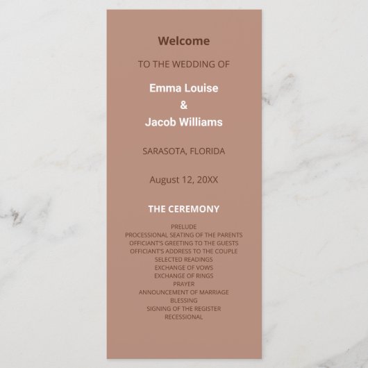 Mocha Programme de Mariage Moderne Brown (Devant)