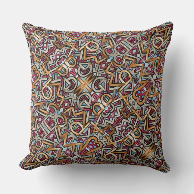 Mocha Red Gray Geometric Kussen (Voorkant)