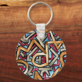 Mocha Red Gray Geometric Sleutelhanger (Voorkant)