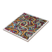 Mocha Red Gray Geometric Tegeltje (Zijkant)