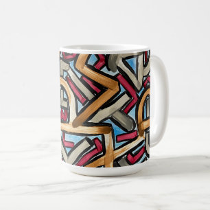 Mocha Rood Grijs Geometrisch-Handgeschilderde Abst Koffiemok