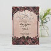 Mocha Rust Brown Rozen Elegant Fall Wedding Kaart (Staand voorkant)
