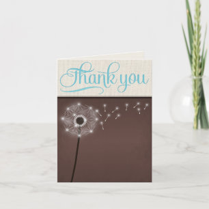 Mocha Rustic Linen Dandelion Remerciements Cartes