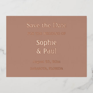 Mocha Save the Date Folie Invitation Briefkaart