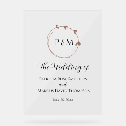 Mocha Simple Heart Wreath Wedding (Recto)