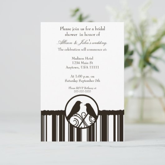 Mocha Stripe Bridal Shower Kaart (Staand voorkant)