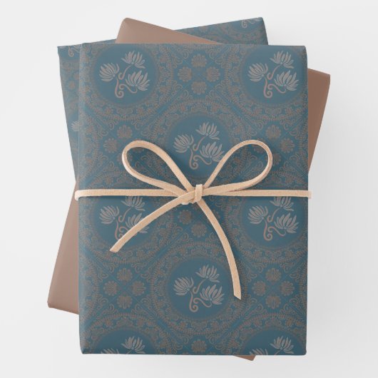 Mocha Tapestry Rococo Mandala Elegante Diamond Teg Inpakpapier Vel (In situ)