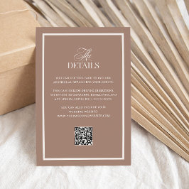 Mocha with Border | QR Code Wedding Guest Details Informatiekaartje