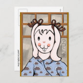 Mochi Année de la carte postale fille lapin (Devant / Derrière)