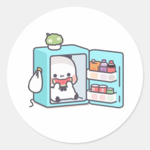 Mochi Brownie Beer en Baby Panda Ronde Sticker