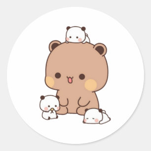 Mochi Brownie Beer en Baby Panda Ronde Sticker